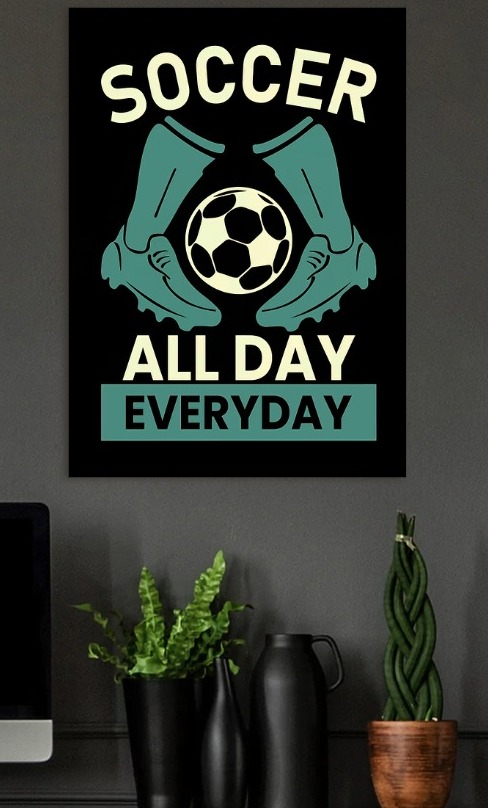 Soccer All Day Everyday Graphic — metal poster wall art by Lineer
